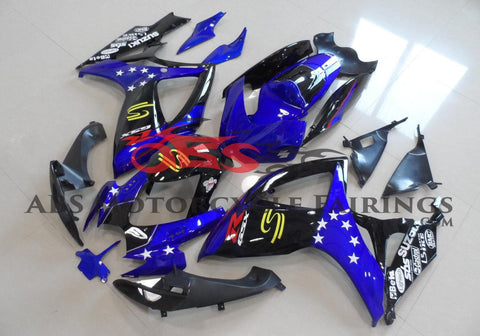 Blue, Black and White Star Fairing Kit for a 2006 & 2007 Suzuki GSX-R750 motorcycle