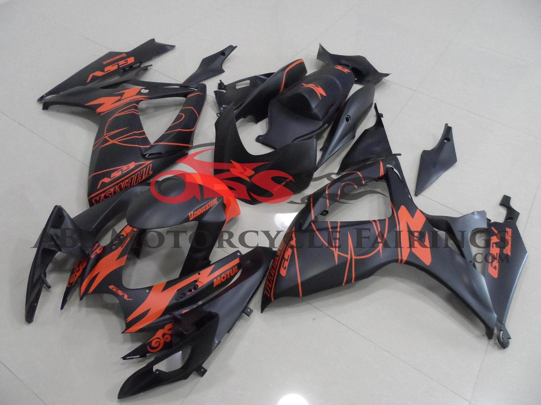Matte Black and Matte Red Fairing Kit for a 2006 & 2007 Suzuki GSX-R600 motorcycle
