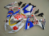 White, Blue and Red Pepe Phone Fairing Kit for a 2006 & 2007 Suzuki GSX-R750 motorcycle