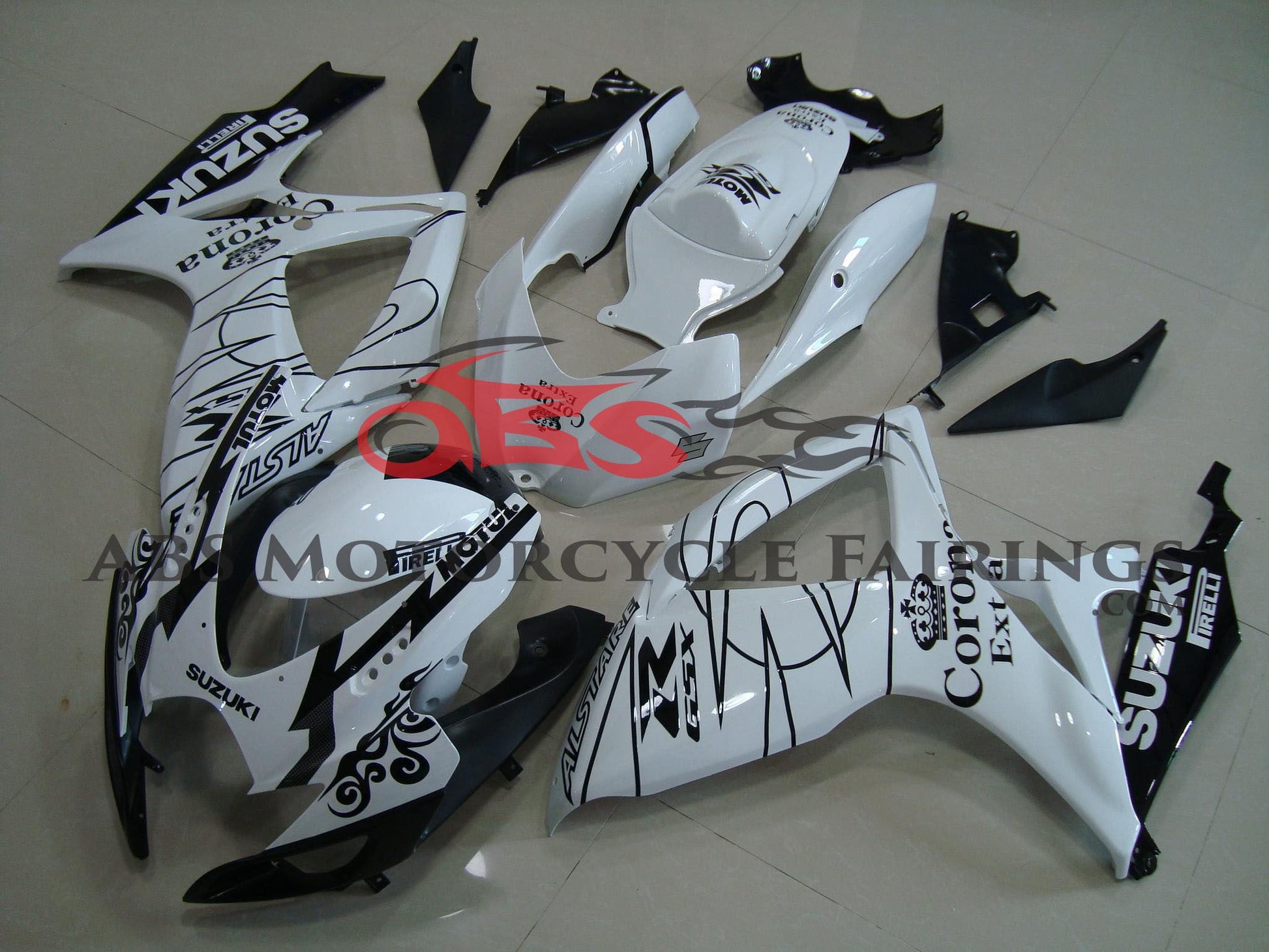 White Corona Fairing Kit for a 2006 & 2007 Suzuki GSX-R750 motorcycle