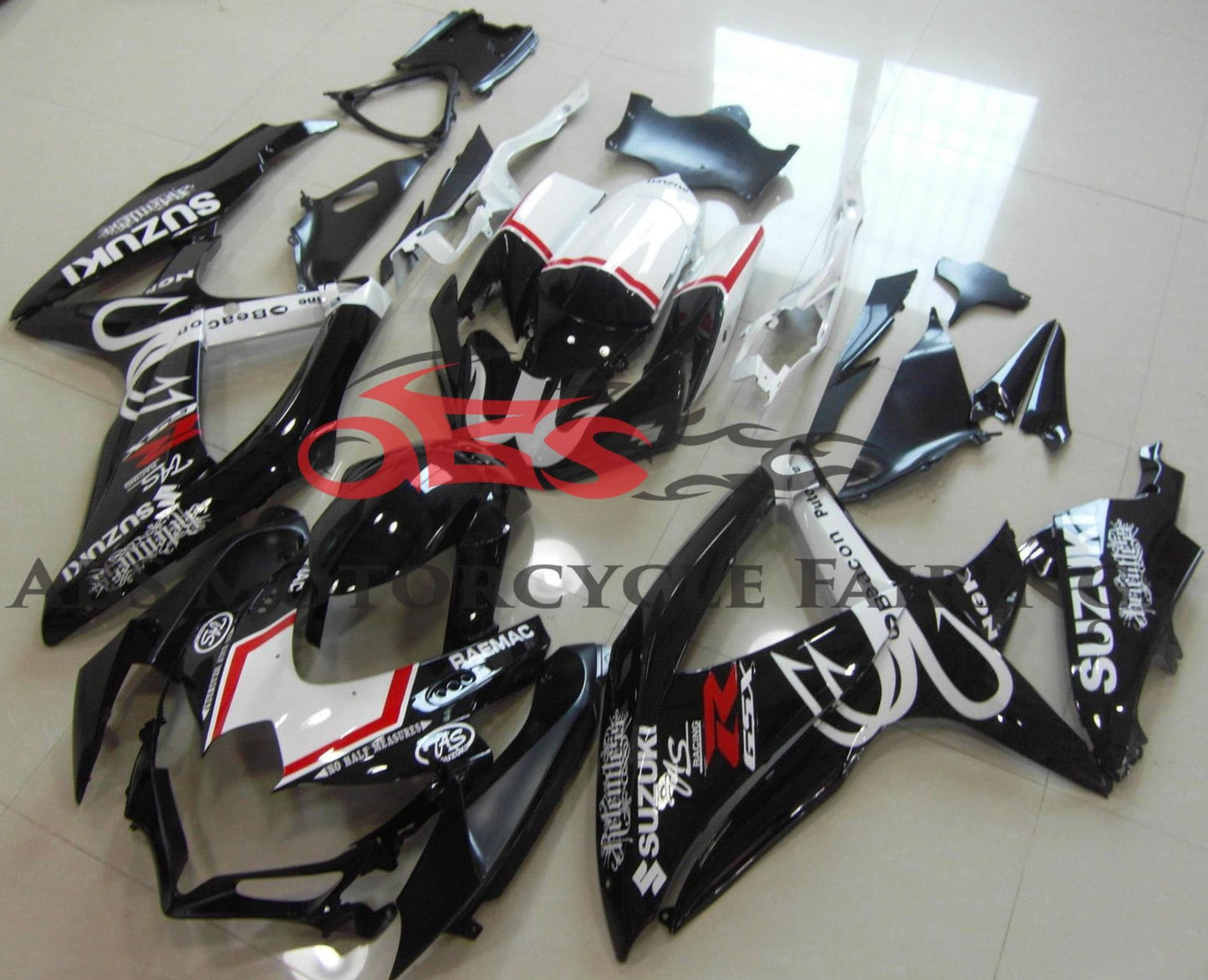  Suzuki GSXR600 (2008-2010) Black & White Beacon Fairings