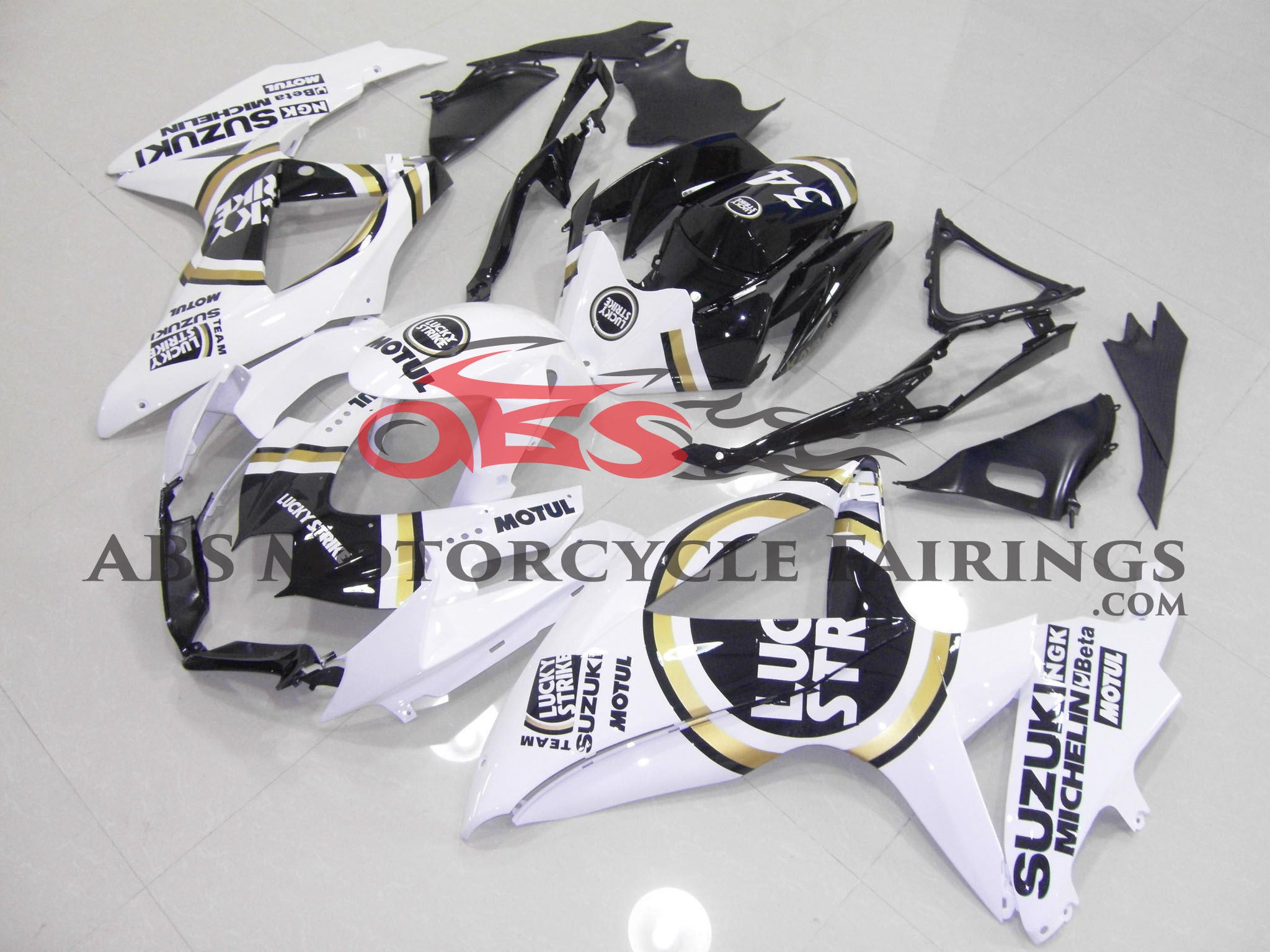 Suzuki GSXR750 (2008-2010) White & Black Lucky Strike Fairings