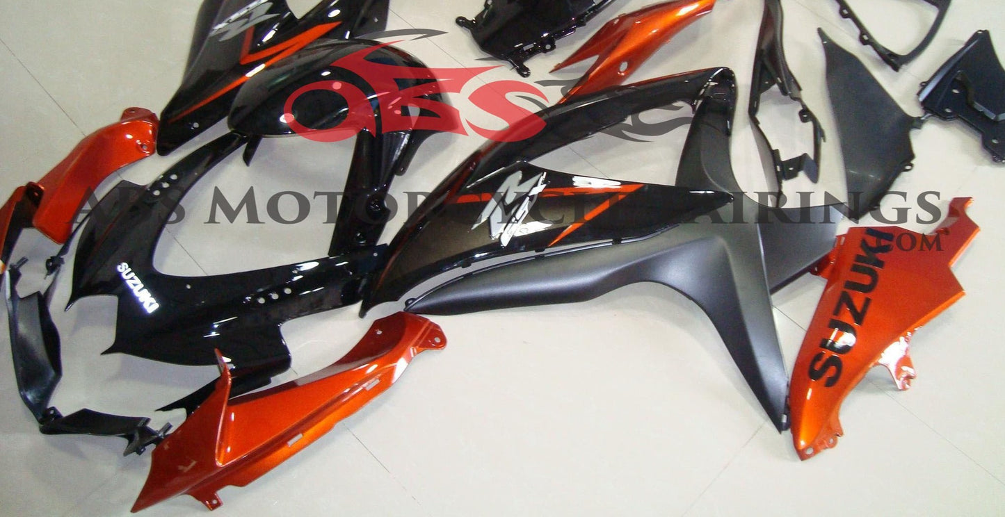 Suzuki GSXR600 (2008-2010) Black, Orange & Matte Black Fairings