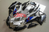 White, Blue and Matte Black Fairing Kit for a 2008, 2009, & 2010 Suzuki GSX-R600 motorcycle