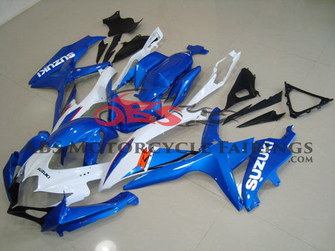 Suzuki GSXR750 (2008-2010) White & Blue Fairings With a White Nose