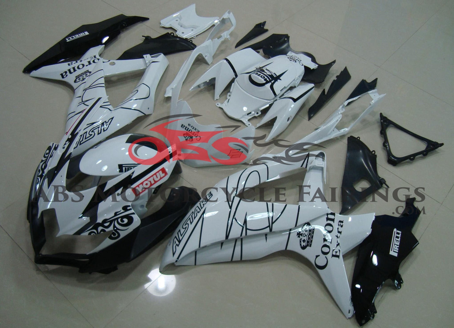 White Corona Fairing Kit for a 2008, 2009, & 2010 Suzuki GSX-R600 motorcycle