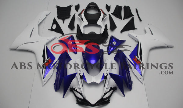 Suzuki GSXR600 (2011-2023) White & Blue Fairings at KingsMotorcycleFairings.com