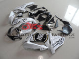 White and Black Lucky Strike Fairing Kit for a 2011, 2012, 2013, 2014, 2015, 2016, 2017, 2018, 2019, 2020 & 2021 Suzuki GSX-R750 motorcycle