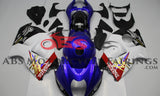 Blue, White & Red Fairing Kit for a 1999, 2000, 2001, 2002, 2003, 2004, 2005, 2006, & 2007 Suzuki GSX-R1300 Hayabusa motorcycle