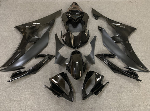 Black and Matte Black Fairing Kit for a 2008, 2009, 2010, 2011, 2012, 2013, 2014, 2015 & 2016 Yamaha YZF-R6 motorcycle