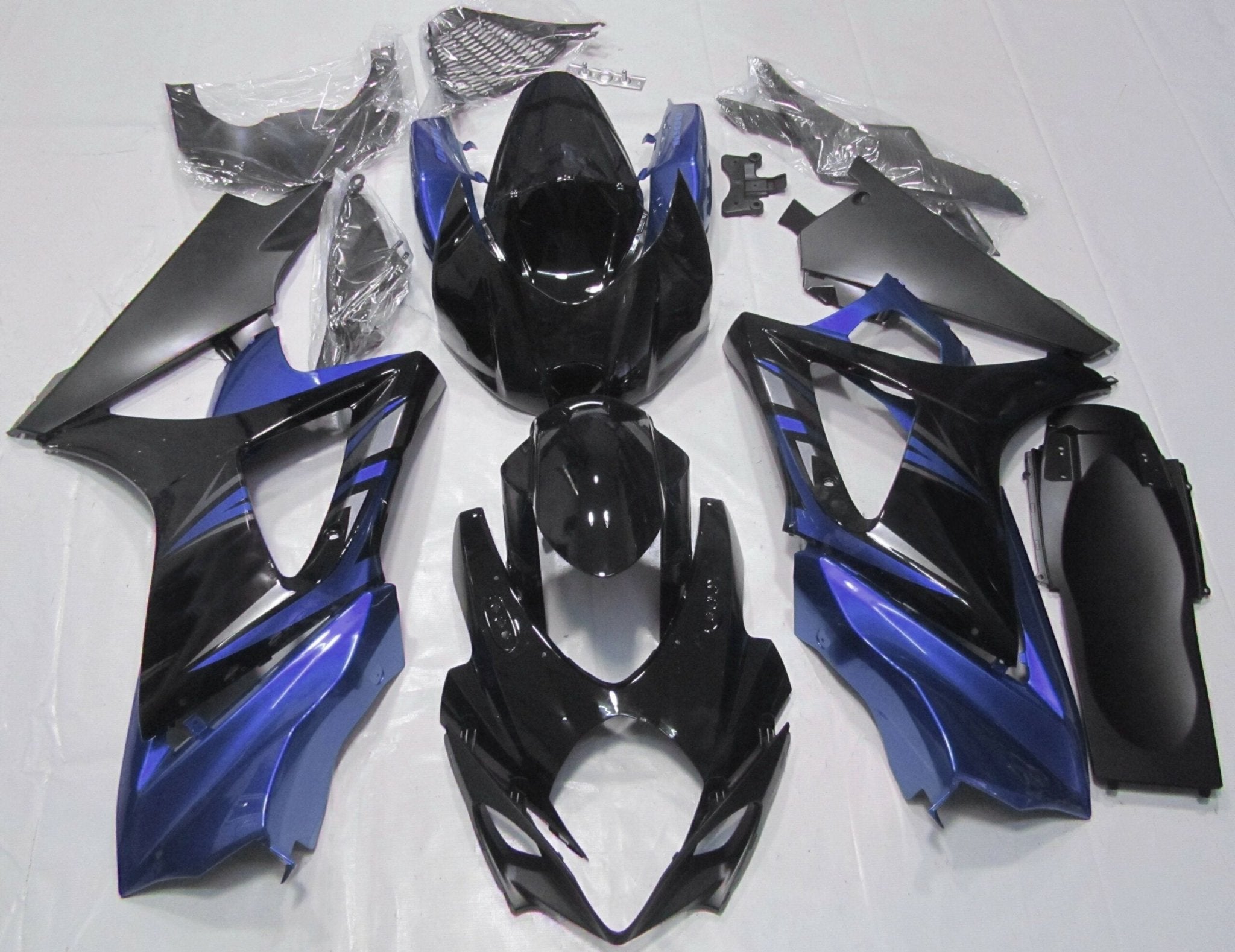 Suzuki GSXR1000 (2007-2008) Black, Blue & Silver Fairings