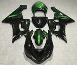 Black and Green Fairing Kit for a 2005 & 2006 Kawasaki ZX-6R 636 motorcycle
