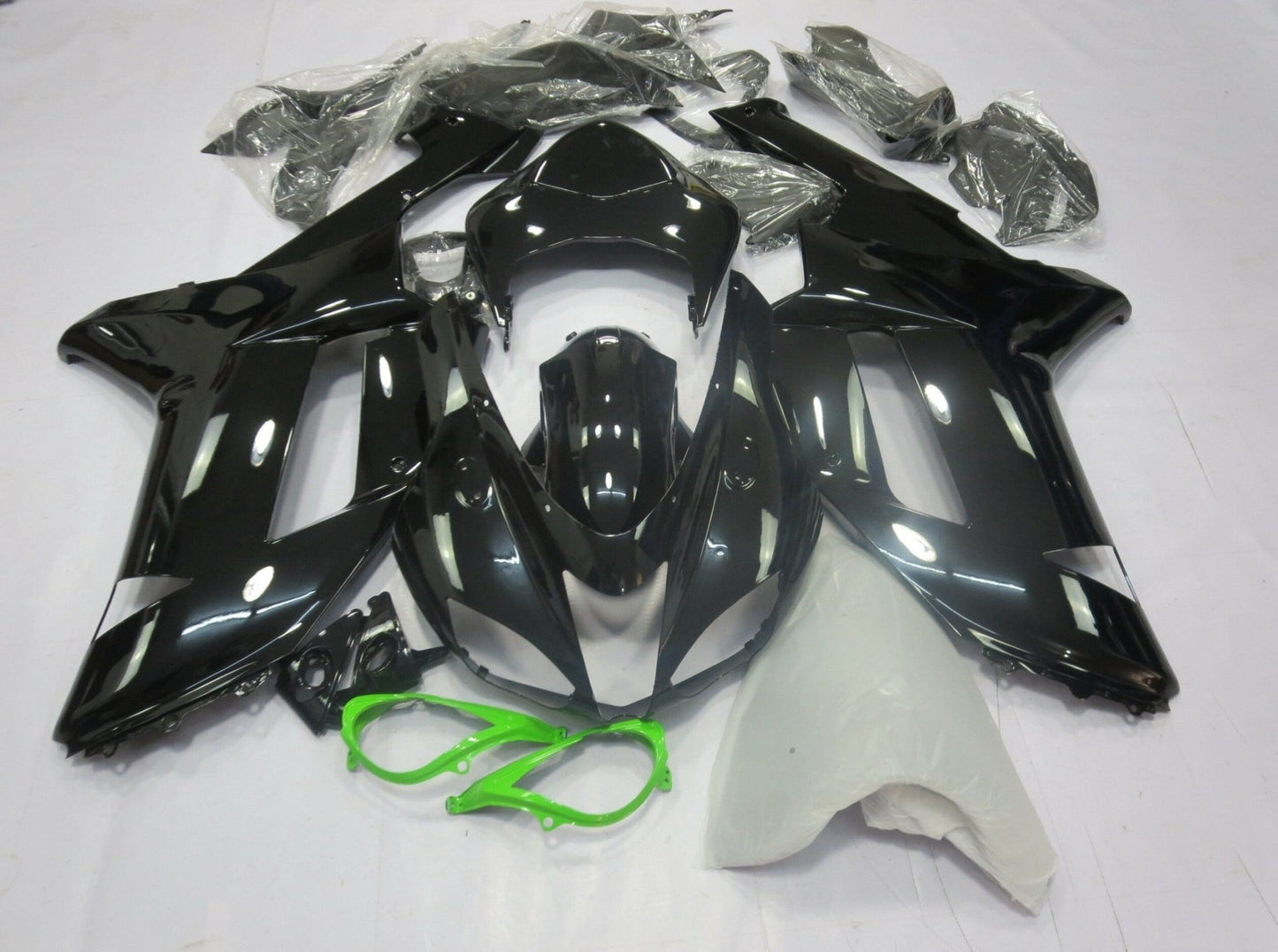 Black and Neon Green Fairing Kit for a 2007 & 2008 Kawasaki Ninja ZX-6R 636 motorcycle