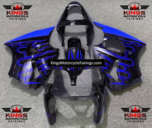 Fairing kit for a Kawasaki ZX6R 636 (2000-2002) Black & Blue Flames