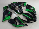 Black, Green and White Fairing Kit for a 2005 & 2006 Kawasaki ZX-6R 636 motorcycle