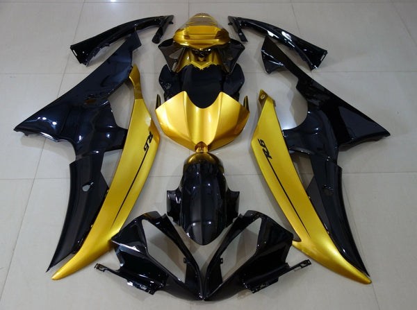 Gold and Black Fairing Kit for a 2008, 2009, 2010, 2011, 2012, 2013, 2014, 2015 & 2016 Yamaha YZF-R6 motorcycle
