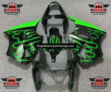 Fairing kit for a Kawasaki ZX6R 636 (2000-2002) Black & Green Flames
