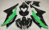 Black and Green Fairing Kit for a 2008, 2009, 2010, 2011, 2012, 2013, 2014, 2015 & 2016 Yamaha YZF-R6 motorcycle