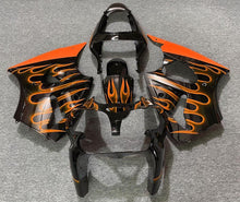 Black and Orange Flame Fairing Kit for a 2000, 2001 & 2002 Kawasaki ZX-6R 636 motorcycle