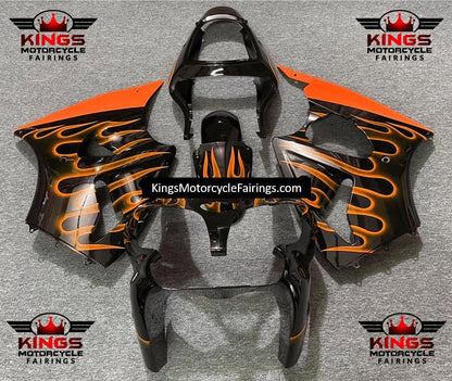 Fairing kit for a Kawasaki ZX6R 636 (2000-2002) Black & Orange Flames