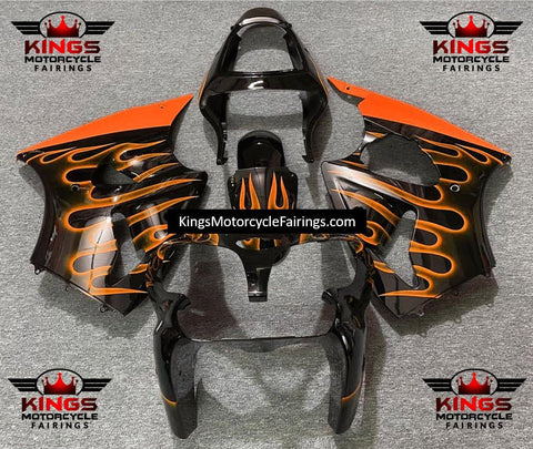 Fairing kit for a Kawasaki ZX6R 636 (2000-2002) Black & Orange Flames
