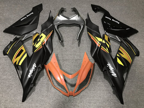 Fairing kit for a Kawasaki ZX6R 636 (2013-2018) Matte Black, Matte Orange & Matte Yellow