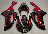 Black and Red Flame Fairing Kit for a 2007 & 2008 Kawasaki Ninja ZX-6R 636 motorcycle