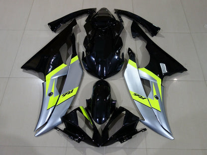 Black, Silver and Neon Yellow Fairing Kit for a 2008, 2009, 2010, 2011, 2012, 2013, 2014, 2015 & 2016 Yamaha YZF-R6 motorcycle