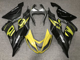 Matte Black and Matte Yellow Fairing Kit for a 2013, 2014, 2015, 2016, 2017 & 2018 Kawasaki ZX-6R 636 motorcycle