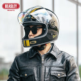 Gloss Black & Gold Striped Beasley Motorcycle Helmet from KingsMotorcycleFairings.com