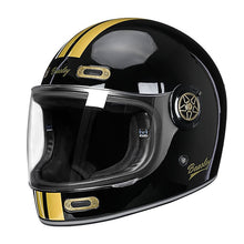 Gloss Black & Gold Striped Beasley Motorcycle Helmet from KingsMotorcycleFairings.com