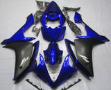 Blue, Matte Black and Silver Fairing Kit for a 2007 & 2008 Yamaha YZF-R1 motorcycle