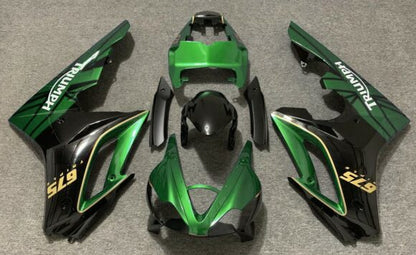 Green, Black, Yellow and White Fairing Kit for a 2009, 2010, 2011 & 2012 Triumph Daytona 675 motorcycle