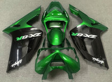 Green, Black and White Fairing Kit for a 2003 & 2004 Kawasaki ZX-6R 636 motorcycle