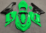 Lime Green and Matte Black Fairing Kit for a 2005 & 2006 Kawasaki ZX-6R 636 motorcycle