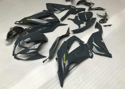 Dark Gray and Yellow Fairing Kit for a 2013, 2014, 2015, 2016, 2017 & 2018 Kawasaki ZX-6R 636 motorcycle
