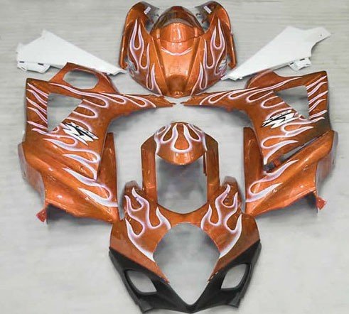 Suzuki GSXR1000 (2007-2008) Orange & White Flame Fairings
