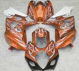 Orange and White Flame Fairing Kit for a 2007 & 2008 Suzuki GSX-R1000 motorcycle