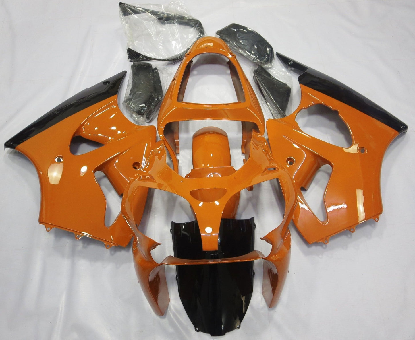Orange and Black Fairing Kit for a 2000, 2001 & 2002 Kawasaki ZX-6R 636 motorcycle