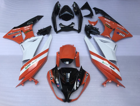 Fairing kit for a Kawasaki Ninja ZX6R 636 (2007-2008) Orange, White & Black
