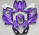 Purple and White Flame Fairing Kit for a 2007 & 2008 Suzuki GSX-R1000 motorcycle