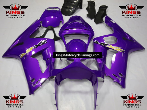 Purple, Gold and Black Fairing Kit for a 2003 & 2004 Kawasaki ZX-6R 636 motorcycle