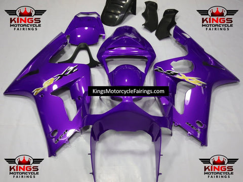 Purple, Gold and Black Fairing Kit for a 2003 & 2004 Kawasaki ZX-6R 636 motorcycle