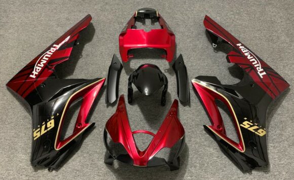 Red, Black Yellow and White Fairing Kit for a 2009, 2010, 2011 & 2012 Triumph Daytona 675 motorcycle
