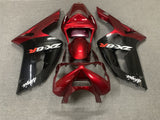 Black, Dark Red and White Fairing Kit for a 2003 & 2004 Kawasaki ZX-6R 636 motorcycle