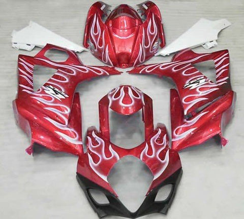 Suzuki GSXR1000 (2007-2008) Red & White Flame Fairings