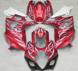 Red and White Flame Fairing Kit for a 2007 & 2008 Suzuki GSX-R1000 motorcycle