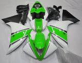 White, Green, Silver and Matte Black Fairing Kit for a 2012, 2013 & 2014 Yamaha YZF-R1 motorcycle