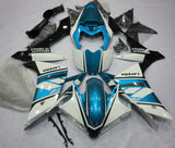 White, Light Blue and Black Fairing Kit for a 2007 & 2008 Yamaha YZF-R1 motorcycle