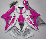 White and Pink Fairing Kit for a 2006 & 2007 Yamaha YZF-R6 motorcycle